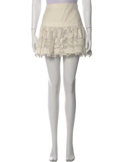 Pre-owned Zimmermann Pom-pom Embellishments Mini Skirt In Neutral