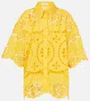 Zimmermann Pop Broderie Anglaise Linen Shorts In Yellow