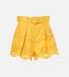 Zimmermann Pop Embroidered Linen Shorts In Yellow