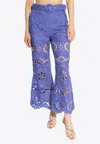 Zimmermann Pop Embroidered Belted Flared Pants In Blue