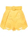 Zimmermann Pop Embroidered Linen Shorts In Yellow