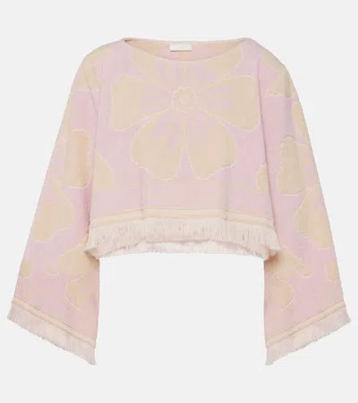 ZIMMERMANN POP FLORAL COTTON TERRY CROP TOP