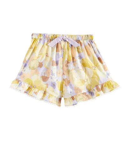 Zimmermann Kids' Pop Floral Ruffled Cotton Shorts In Multicoloured