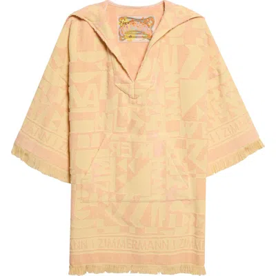 Zimmermann Pop Fringe Cotton Terry Jacquard Cover-up Dress In Brown