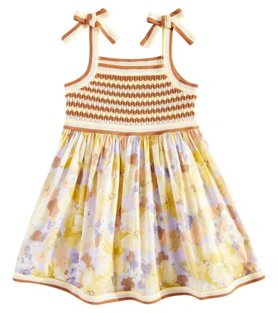 Zimmermann Kids' Pop Knitted Printed Cotton Dress In Multicoloured