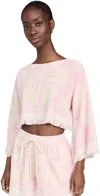 Zimmermann Pop Long Sleeve Towelling Crop Top In Pink/cream In Pink/cream