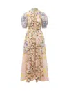 Zimmermann Pop Puff Sleeve Maxi Dress In Spliced