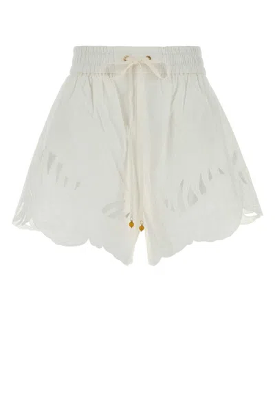 Zimmermann Poplin Mahon Mini Shorts In White