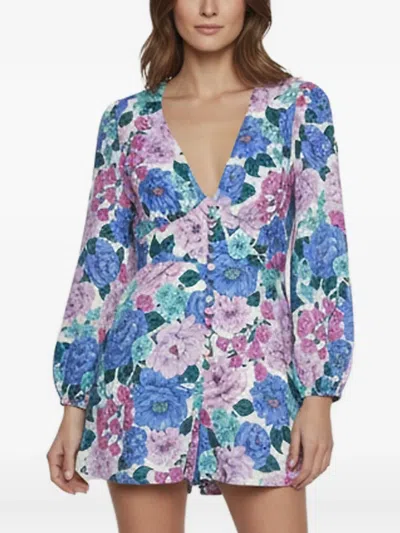 Pre-owned Zimmermann Poppy Flora Playsuit In Blue