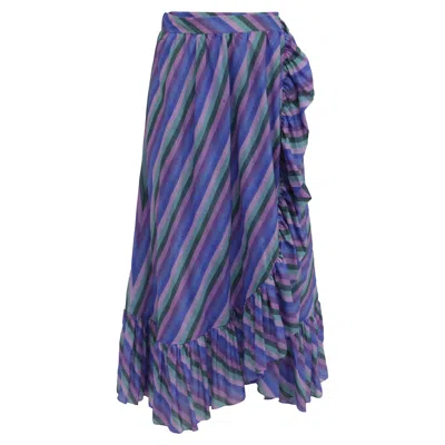 Zimmermann Poppy Frill Wrap Midi Skirt In Blue Cotton