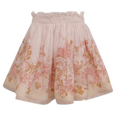 Zimmermann Postcard Flip Mini Skirt In Pink Silk