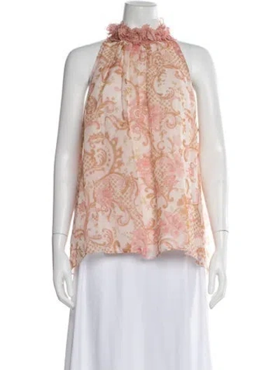 Pre-owned Zimmermann Postcard Floral Print Blouse In Orange