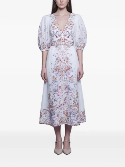 Pre-owned Zimmermann Prima Day Floral-print Midi Dress In White