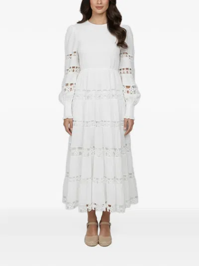 Pre-owned Zimmermann Primrose Daisy Smocked Midi Dress In White