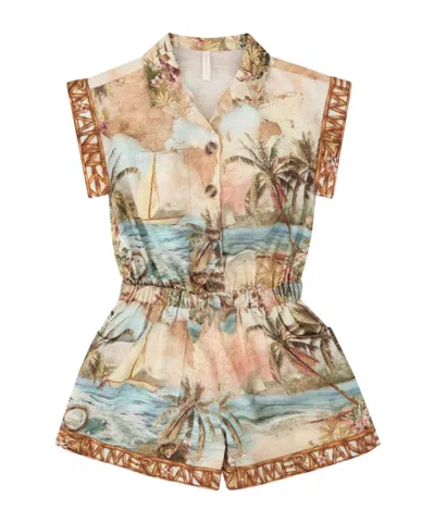 Zimmermann Print Cotton Playsuit In Multi