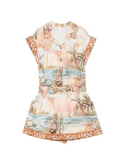 Zimmermann Kids' Print Cotton Playsuit In Multi