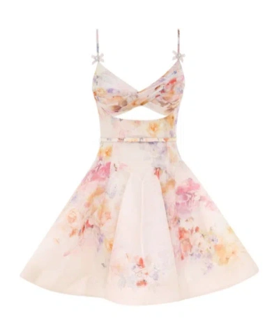 Zimmermann Crush Twist Floral Print Mini Dress