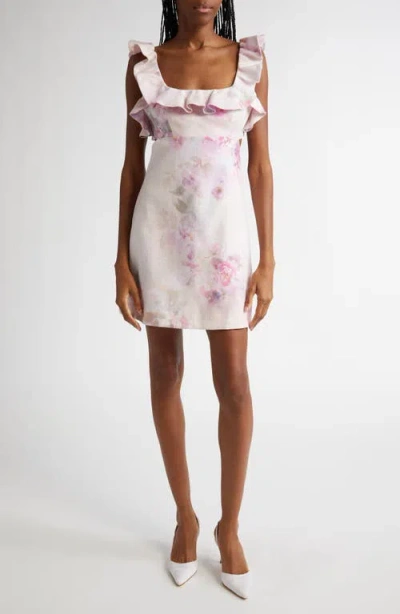ZIMMERMANN ZIMMERMANN PRINT RUFFLE CUTOUT LINEN MINIDRESS