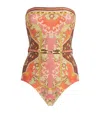 Zimmermann Wylie Belted Bandeau Printed Swimsuit