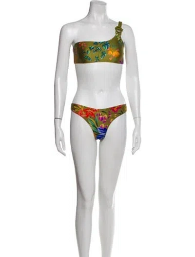 Pre-owned Zimmermann Printed Bikini In Green