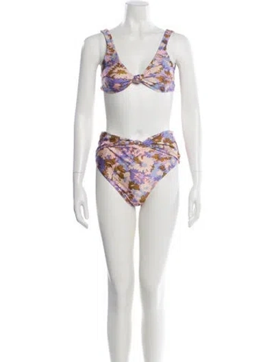 Pre-owned Zimmermann Printed Bikini W/ Tags In Neutral
