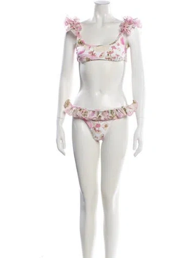 Pre-owned Zimmermann Printed Bikini W/ Tags In White