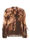 Zimmermann Womens Black Floral Illuminate Flutter Floral-print Sheer Blouse