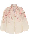 Zimmermann Illuminate Drawn Blouse With Floral Print In White
