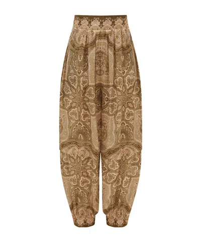 Zimmermann Printed Casual Pants In Brown