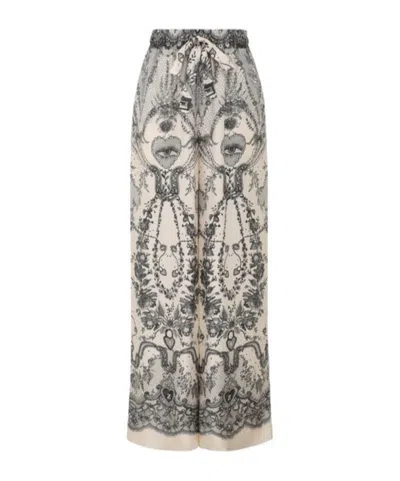 Zimmermann Wide Crush Trousers In Silk In Gray