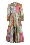 Zimmermann Patchwork-effect Cotton-voile Midi Shirt Dress In Multicolor