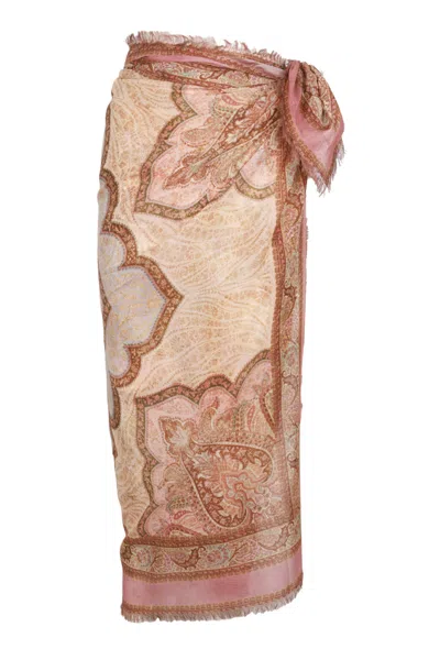 Zimmermann Printed Cotton Pareo Patch Multi In Brown