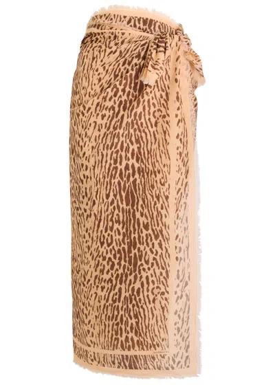 Zimmermann Printed Cotton Pareo Skirt In Multi Animal