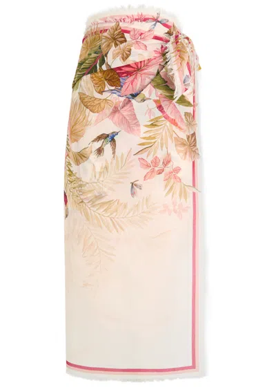 Zimmermann Printed Cotton Pareo Skirt In Multi Floral