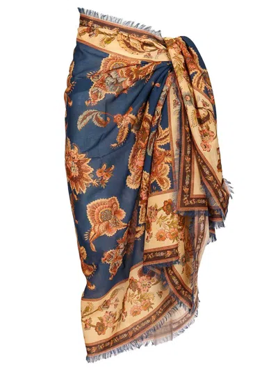 Zimmermann Printed Cotton Pareo Skirts Multicolor In Blue