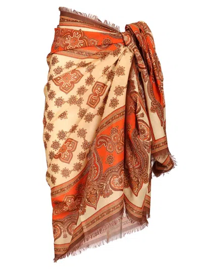 Zimmermann Printed Cotton Pareo Skirts Multicolor In Brown