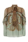 Zimmermann Printed Crepe Memento Blouse In Green