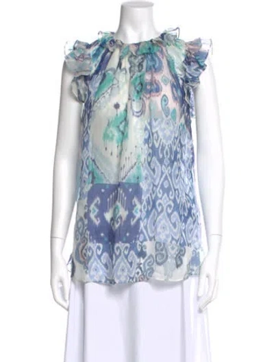 Pre-owned Zimmermann Printed Crew Neck Blouse In Multi