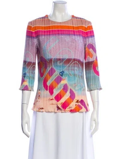 Pre-owned Zimmermann Printed Crew Neck Blouse In Purple