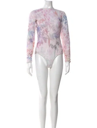 Pre-owned Zimmermann Printed Crew Neck Bodysuit In Neutral