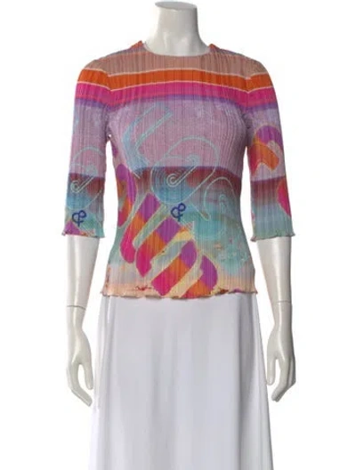 Pre-owned Zimmermann Printed Crew Neck Top W/ Tags In Purple