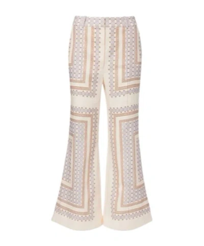 Zimmermann Cropped Flared Printed Linen Pants In Multi