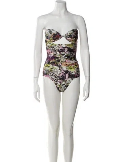 Pre-owned Zimmermann Printed Cutout Accent One-piece In Brown