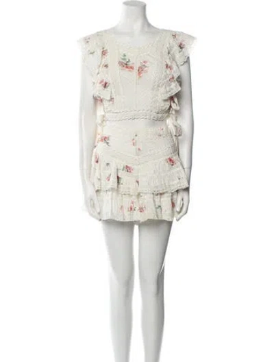 Pre-owned Zimmermann Printed Cutout Accent Short Set In Neutral