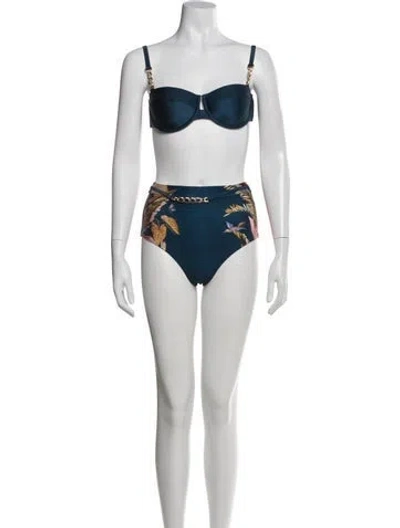 Pre-owned Zimmermann Printed Embroidered Accent Bikini W/ Tags In Purple