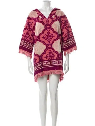 Pre-owned Zimmermann Printed Fringe Trim Accent Pajamas In Pink