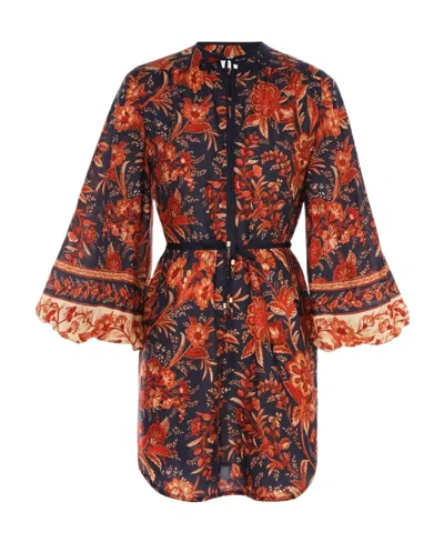 Zimmermann Printed Girdle Blouse In Blue