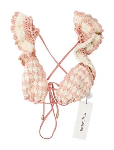 Pre-owned Zimmermann Printed Halterneck Crop Top In Pink