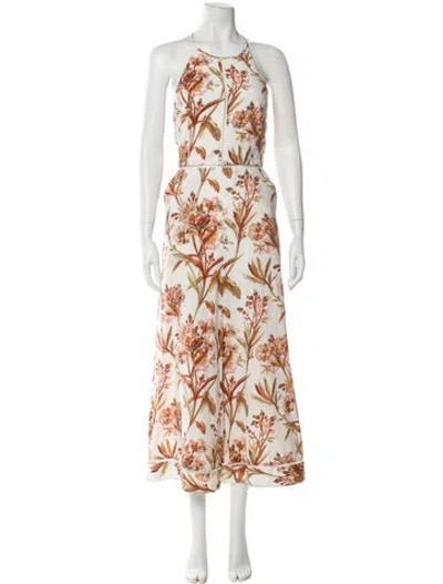 Pre-owned Zimmermann Printed Halterneck Jumpsuit In Neutrals