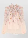 Zimmermann Printed High Neck Long Sleeve Blouse In Multi